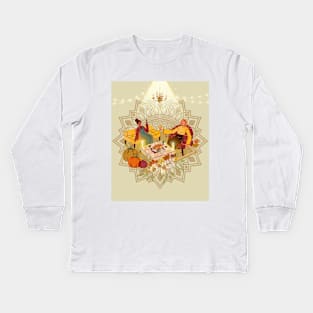 Thanksgiving Dinner with friends Kids Long Sleeve T-Shirt